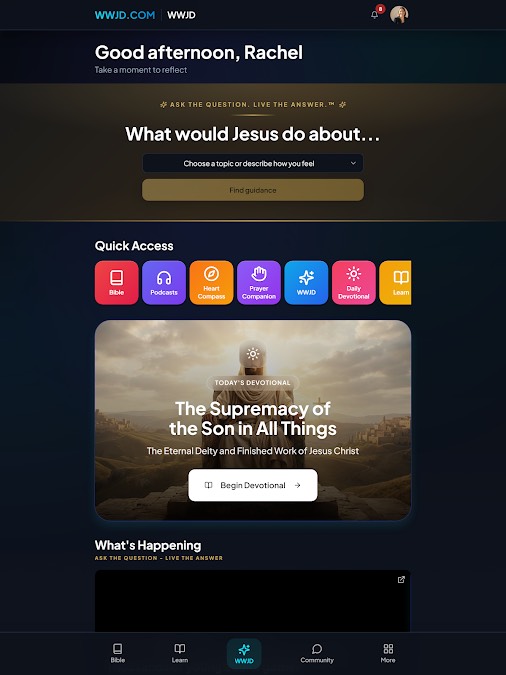 WWJD.COM SuperApp on tablet