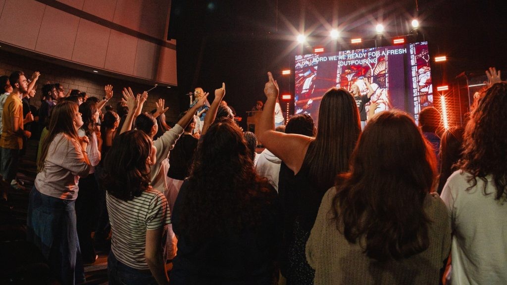 Students worship during Fall One Day at Life Pacific University in San Dimas